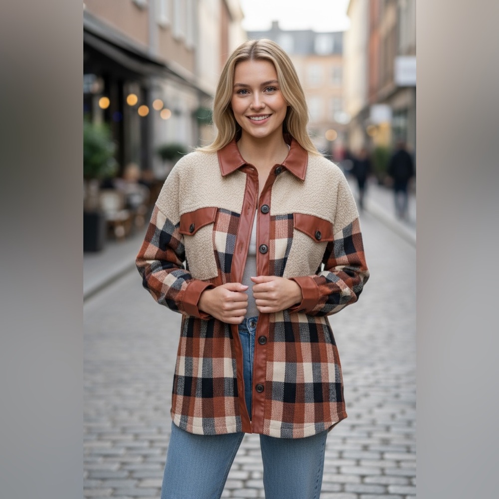 CES FEMME PLAID VEGAN SHIRT/JACKET